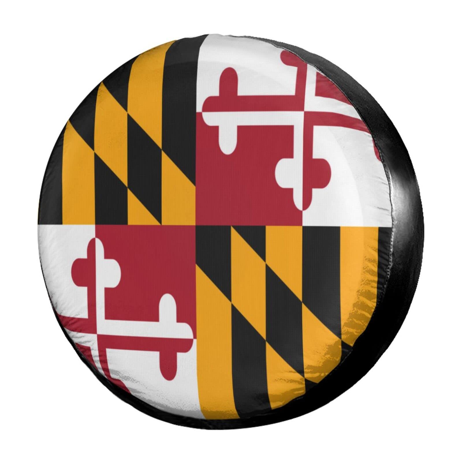 Dujiea Maryland Flag Spare Tire Cover, Universal Wheel Tire Cover Dust-Proof Tire Protectors for Trailer Rv Van SUV Truck Camper and Many Vehicle 14 15 16 17 Inch