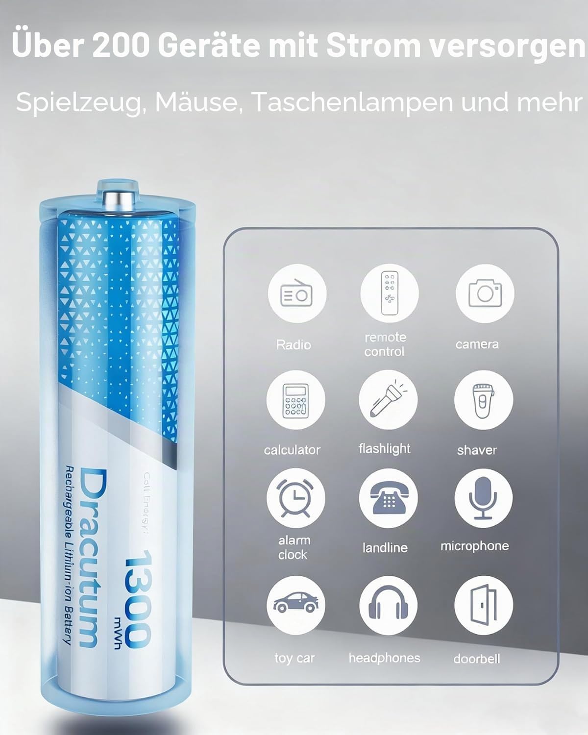 Wiederaufladbare Lithium Akkus AAA 16Pack mit Ladegerät, 1300mWh Hohe Kapazität 1.5V AAA Batterien, Lang anhaltende wiederaufladbare AAA Li-ion Batterie mit Integrierter Charing Aufbewahrungs