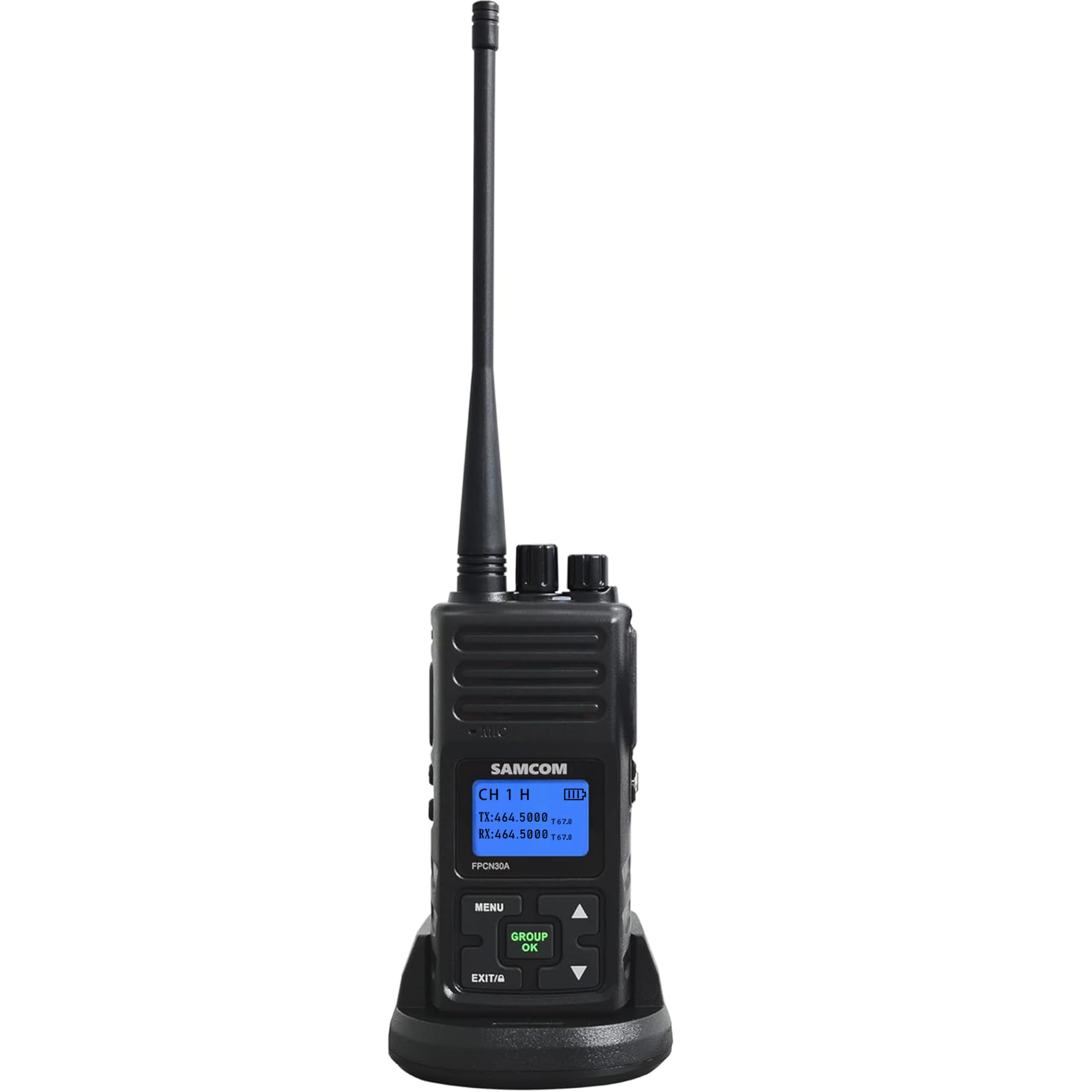 SAMCOM Two Way Radios Long Range Rechargeable, Heavy Duty 2-Way Radio for Adults,5 Watt High Power Walkie Talkie FPCN30A Battery/Group Call Function (Black 1 pcs)