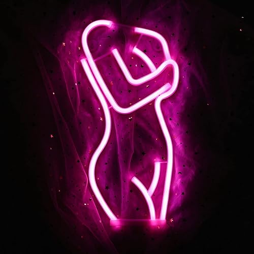 Miniatura 3 de Letreros de neón para mujer, luz nocturna LED, arte de pared, decoración de cueva, luces de silueta con USB y baterías para dormitorio, fiesta, bar,