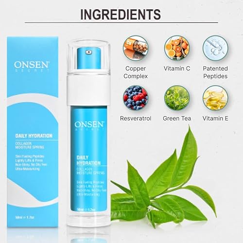 Miniatura 4 de Onsen Secret Loción hidratante antienvejecimiento orgánica de hidratación diaria crema de día y noche, crema facial antiarrugas, colágeno totalmente