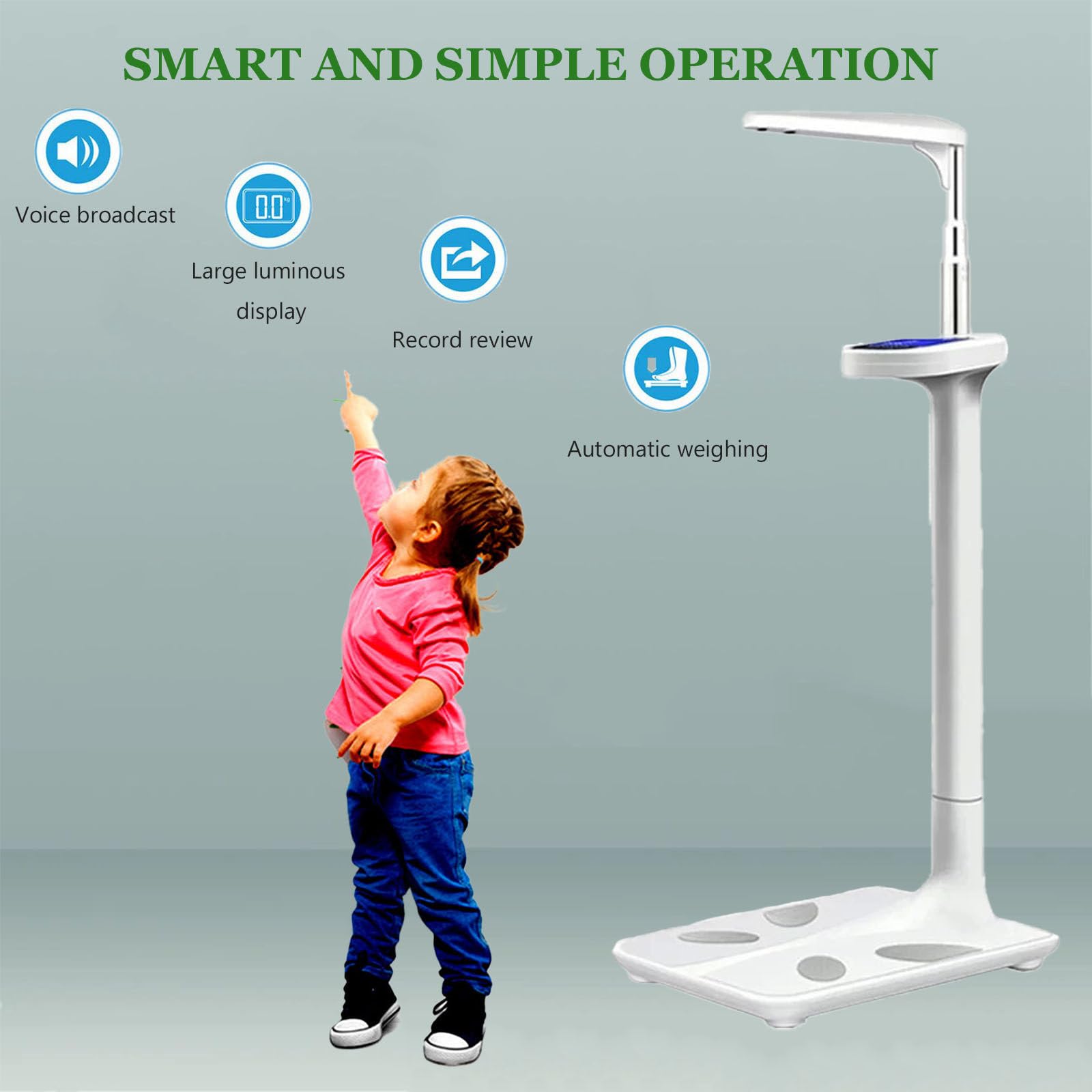 Báscula de Postura para médicos, analizador de Grasa Corporal, balanza médica con Pantalla LCD, báscula de Altura y Peso, medición ultrasónica automática de Alta precisión para el hogar.