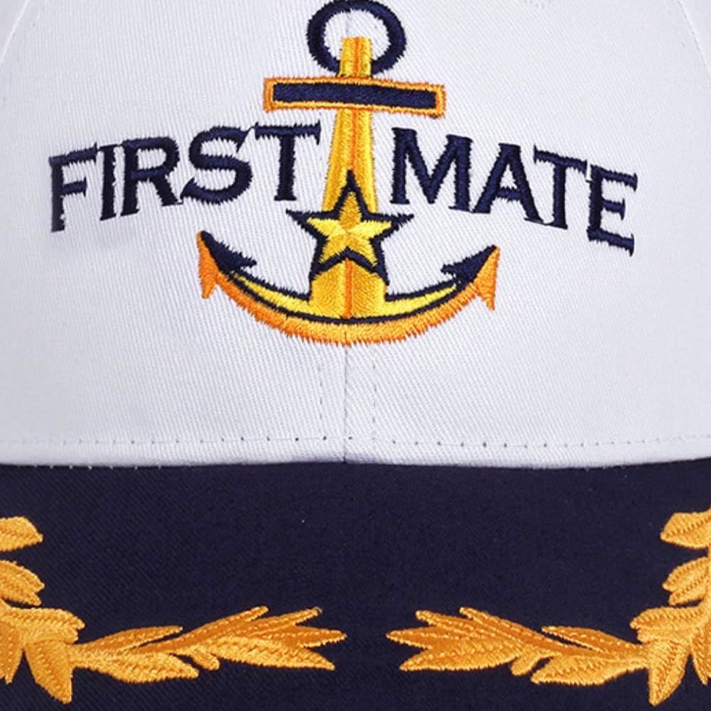 2 Pcs Captain Hat and First Mate Hat Set Matching Skipper Boating Baseball Caps Nautical Marine Sailor Embroidered Cap