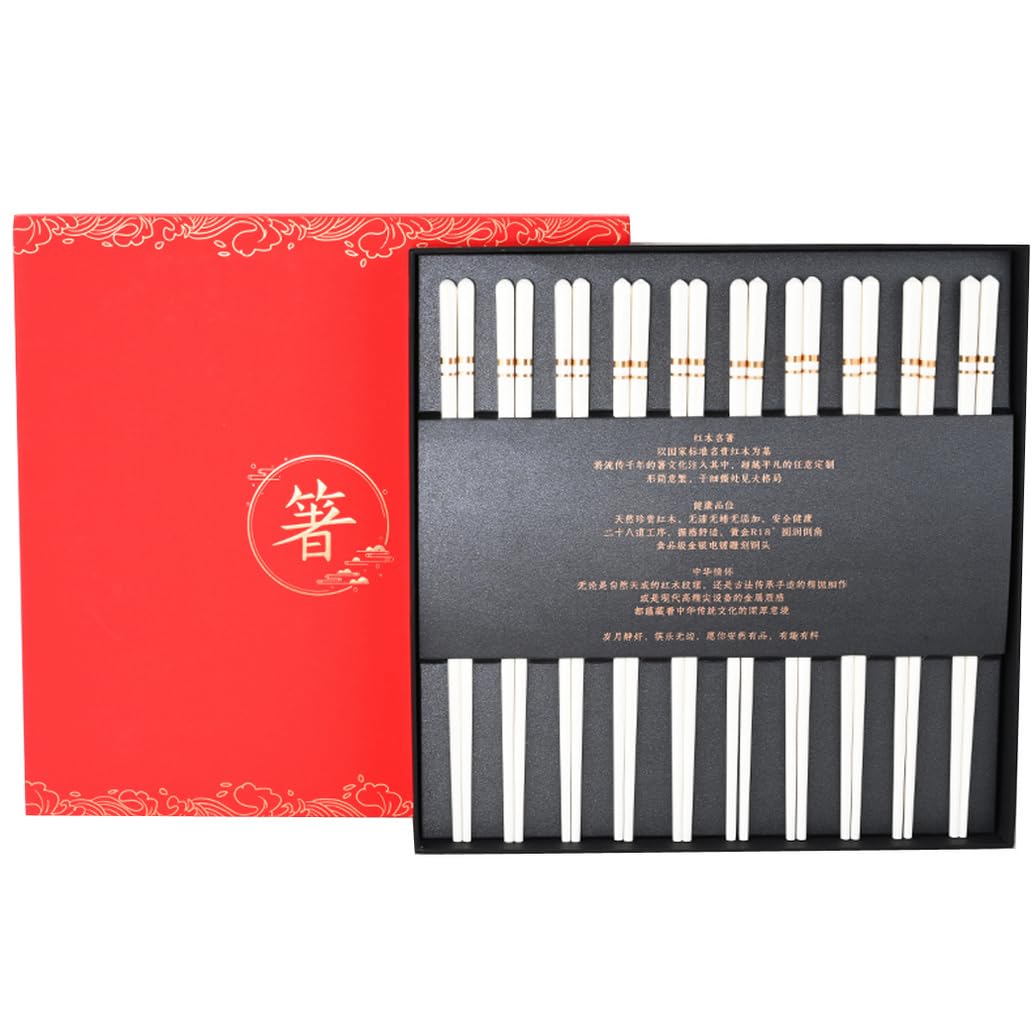 Bopsticks en Porcelaine Premium Ensemble avec boîte-Cadeau, Baguettes en Porcelaine d'os Chinois Blanches, Baguettes en céramique, Baguettes réutilisables A-10pairs