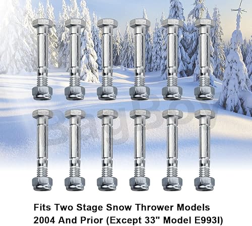 Miniatura 8 de Paquete de 12 pasadores de cizalla 710-0890 con tuercas compatibles con MTD Craftsman Cub Cadet Troy Bilt quitanieves 910-0890A 7100890 9100890 -