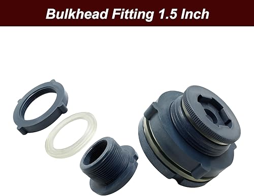 Vista 59 de 1 unidad NPT1 1/2 PVC Bulkhead Fitting, conector de tanque de agua de plástico de 1 1/2 pulgadas, accesorios de tubería roscados a granel para 1