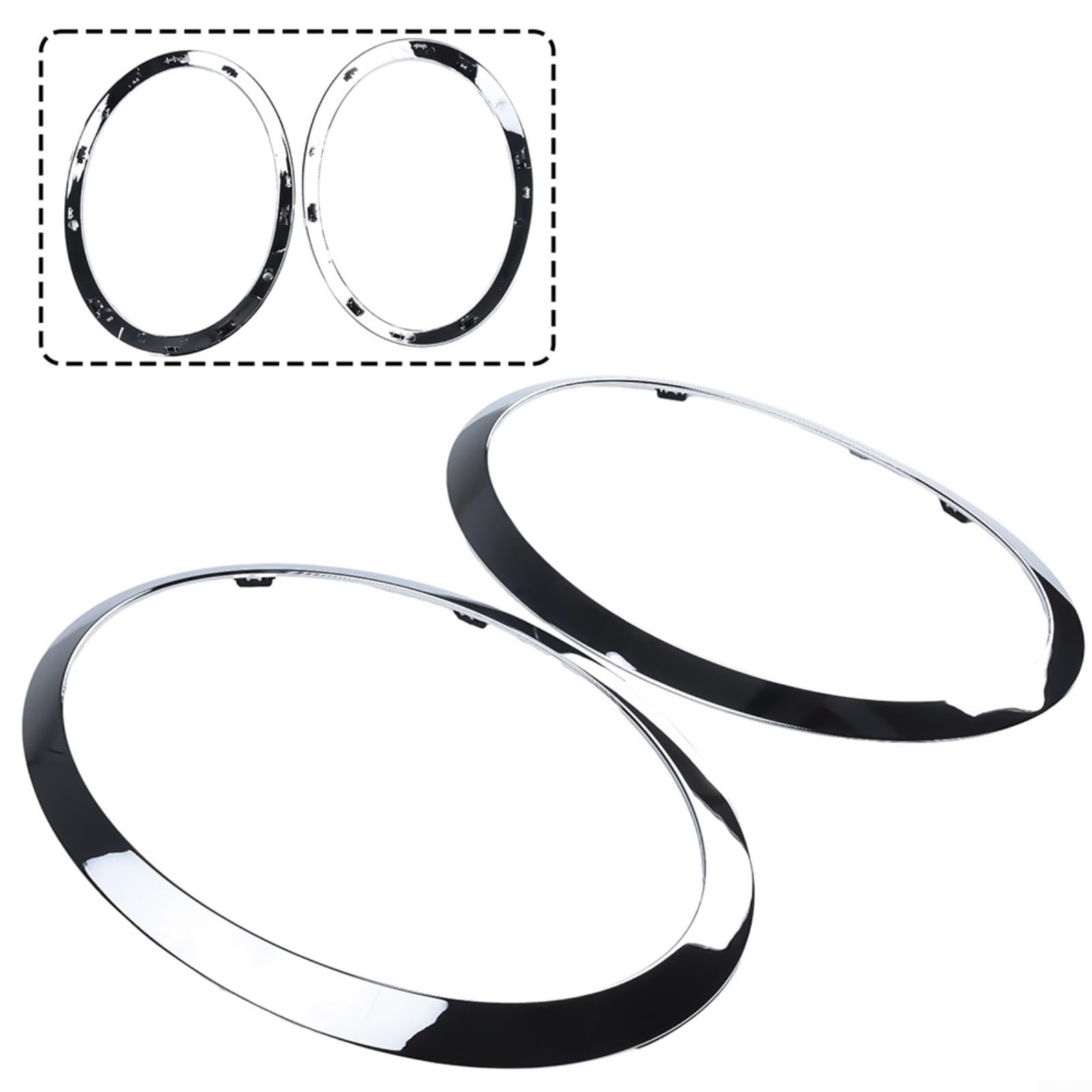Rivestimento per fari argento per MINI per Cooper F55, F56, F57 2014-2024, cornice esterna in plastica ABS, coppia sinistra destra, OE 51137300631 51137300632