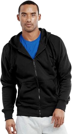 Knocker Mens Full Zip Up Heavy Fabric Cotton Blend Fleece Hoodie Sweatshirt