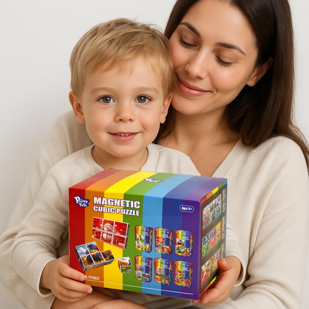 Pairez Toys Magnetic Blocks Toys for Toddlers, Pack of 6 Random Themed Puzzles Bundle, Total 36 PCS of Blocks in 36 Patterns, Magnetic Tiles for Kids Ages 3-5, Preschool STEM Educational Sensory Toys