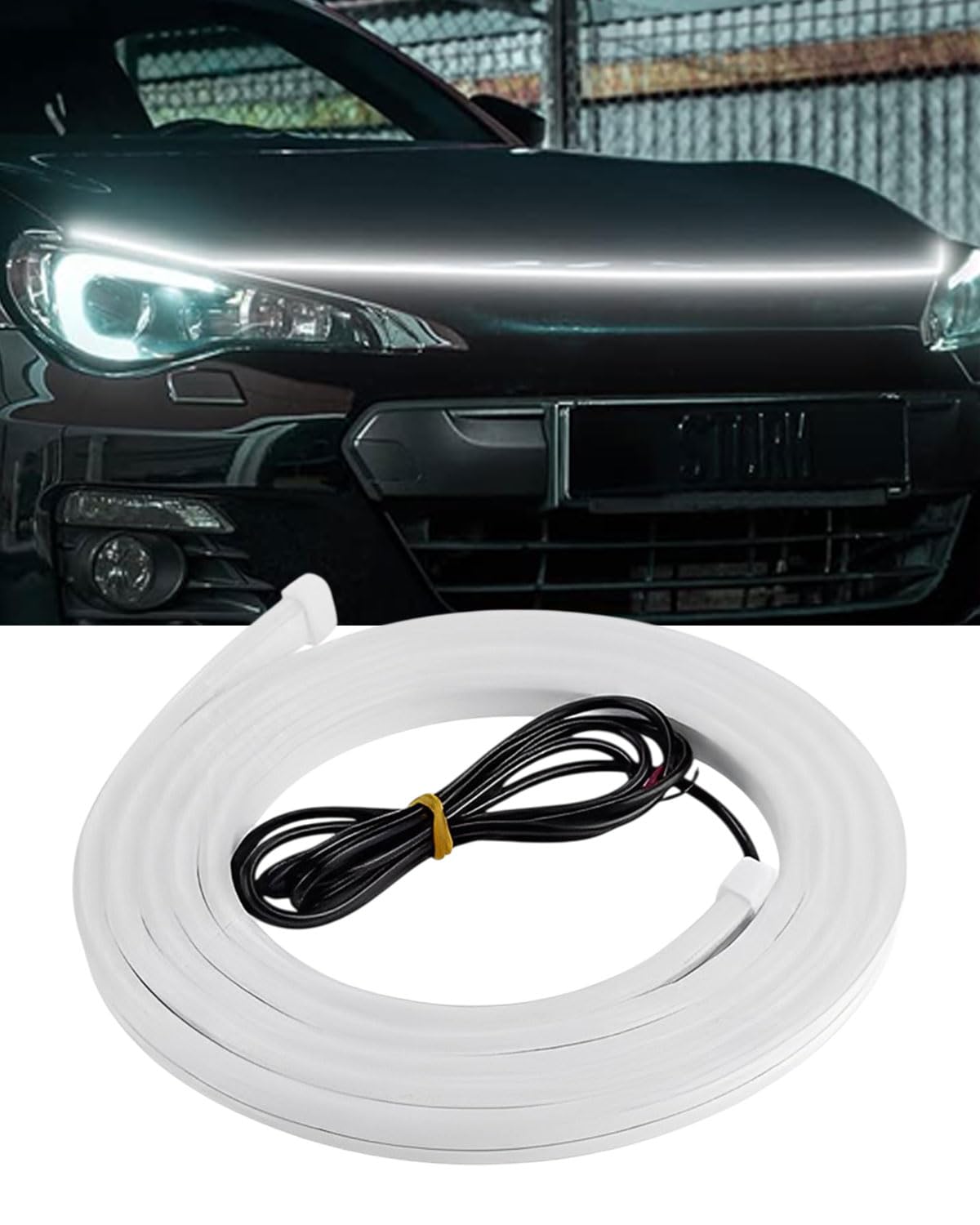 Luci a LED Esterne per Auto 180cm Scan Start Striscia Luminosa per Cofano 12V Luce di Marcia Diurna Flessibile IP65 Impermeabile per SUV, Camion