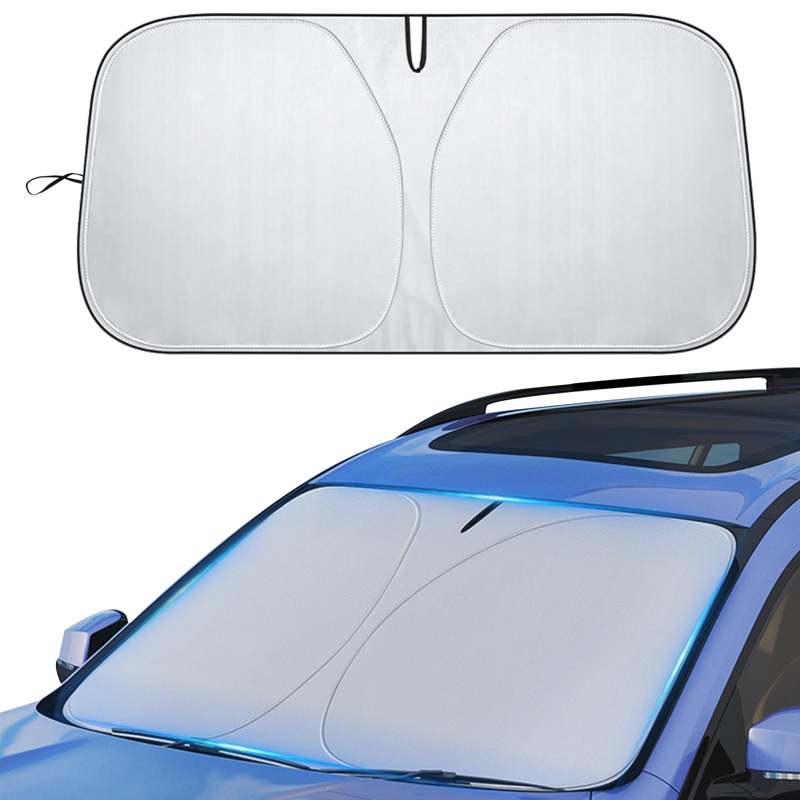 – Car Windshield Sun Shade, car Front Windshield Sunshade, Foldable Automotive Windshield Sunshades with Storage Pouch, UV Block, Auto Interior Protection, Fits for Car,SUV (145 X 80 cm)