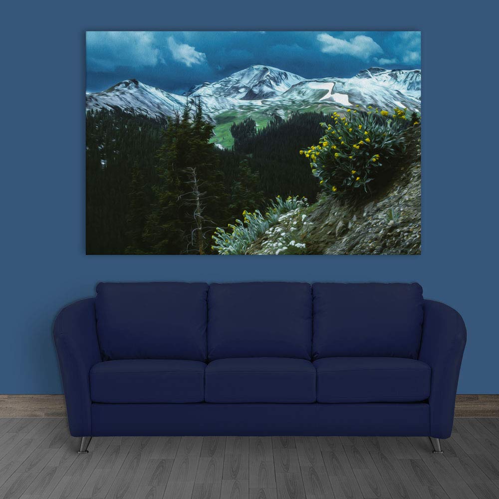 Inephos Unframed Canvas Painting - Beautiful Mountains Nature Art Wall Painting for Living Room, Bedroom, Office, Hotels, Drawing Room (91cm X 61cm)