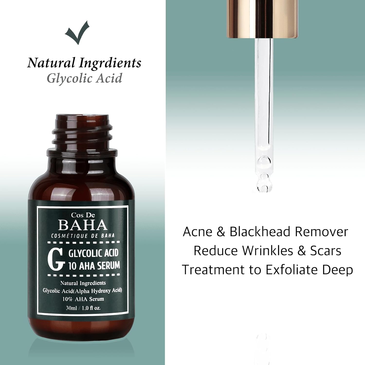 Glycolic Acid 10% AHA Serum - Gentle Exfoliating Formula with Aloe & Green Tea - Professional Facial Serum for Smoother Skin Appearance - Fragrance-Free Face Serum for All Skin Types, 1 Fl Oz (30ml) - Image 2