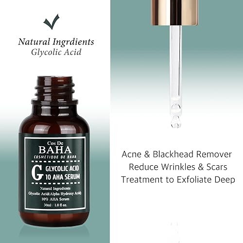 Miniatura 2 de Suero de ácido glicólico 10% AHA, fórmula exfoliante suave con aloe y té verde, suero facial profesional para una apariencia más suave de la piel