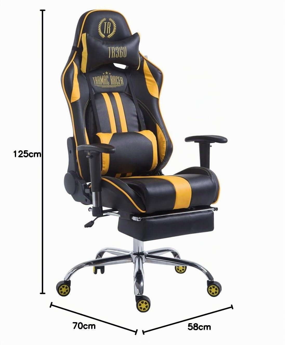 CLP Sedia Gaming Limit XL | Sedia Racing Similpelle I Portata Max 150Kg, Colore:Nero/Giallo, Poggiapiedi:con poggiapiedi