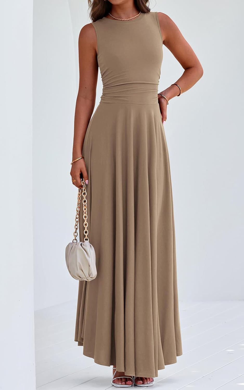 PRETTYGARDEN Womens Spring Dresses 2026 Casual Sleeveless Crewneck Aline Maxi Dress Stretch Tank Flowy Long Dresses - Image 5