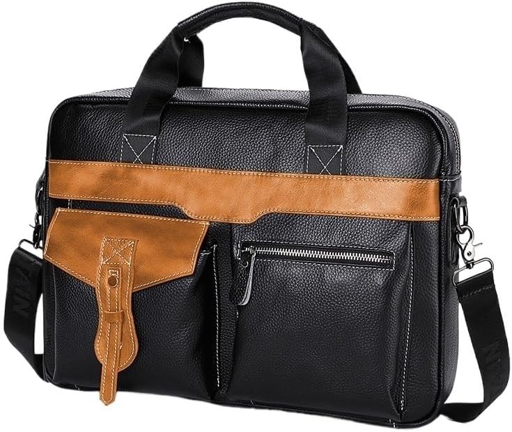 Men's diagonal cross handbag Leather briefcase Business Meeting Computer Bag