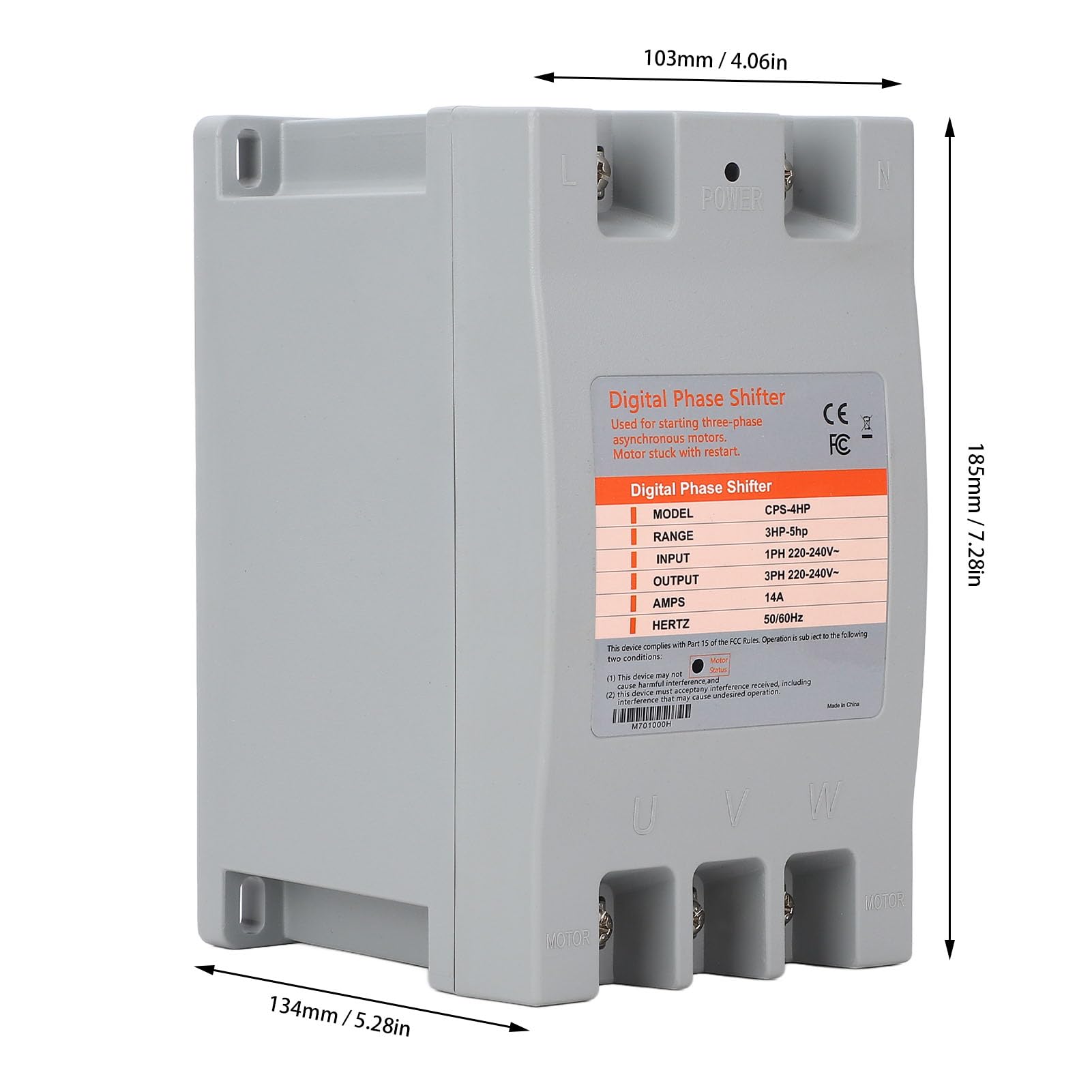 Convertitore di fase singolo a trifase, 2,5 a 3,7KW 14A 50 60Hz Sfasatore digitale ad alta efficienza, Convertitore di frequenza 3 a 5 cavalli