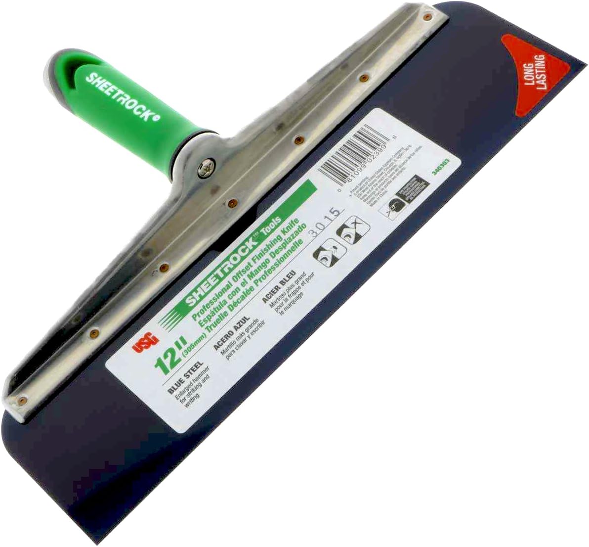 Gintonique USG Sheetrock Offset Drywall Taping Knife - Blue Steel Blade (12-Inch)