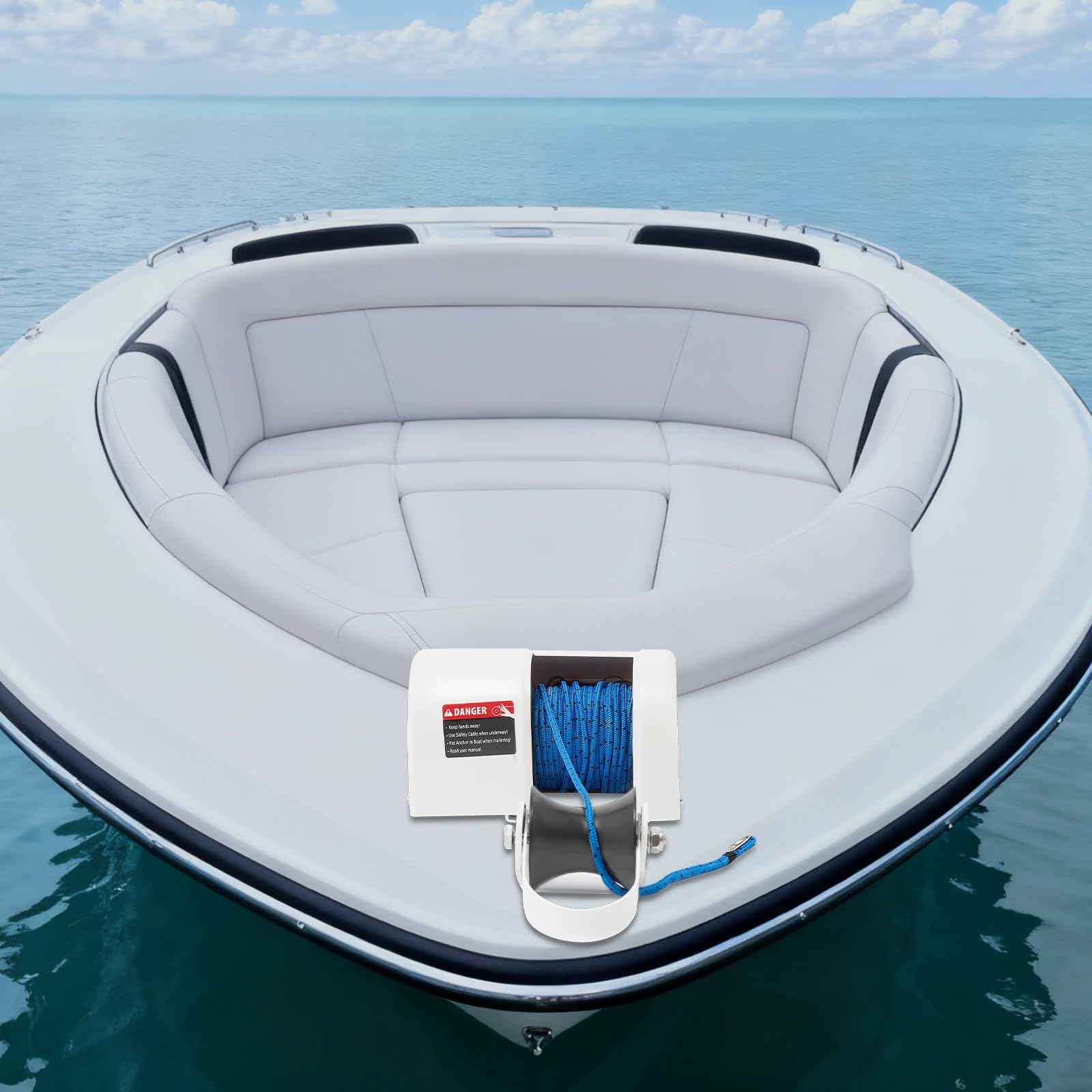 Molinete eléctrico de 25 libras, cabrestante de barco de 12 V con mando a distancia inalámbrico, adecuado para buques equipados con un ancla de buque de 25 libras