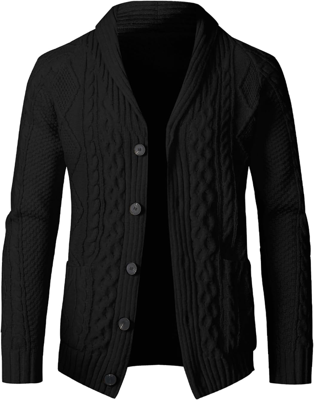 JMIERR Mens Cardigan Sweaters for Men Shawl Collar Slim Fit Button Down ...
