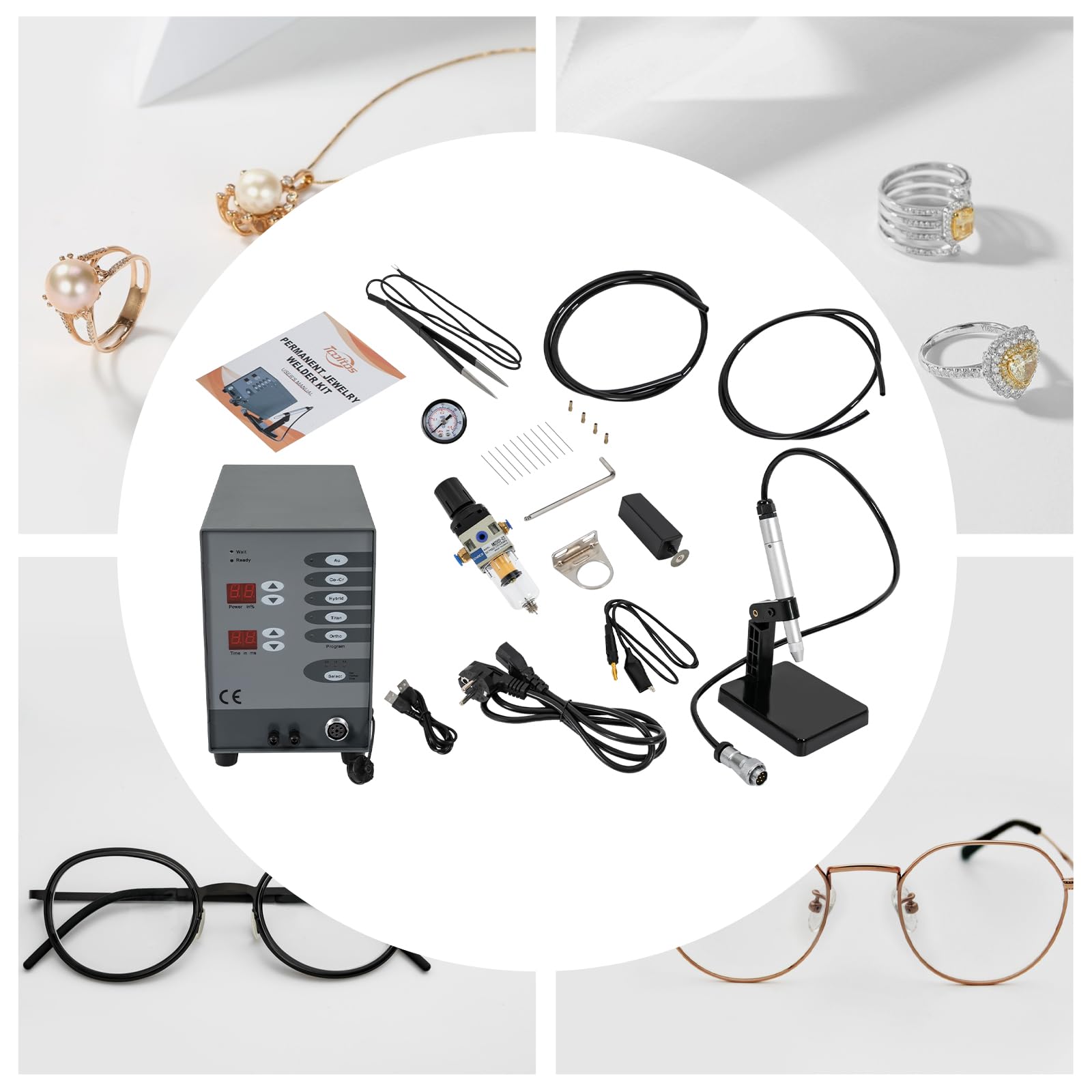 600A WIG Punktschweißgerät, Schweißgerät mit LCD Display, Argon Lichtbogenschweißgerät Welding Machine für Schmuck, Metall, Elektronik Reparatur, 220V EU Stecker