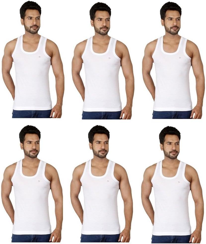 Men's Solid Regular Fit Vest (F/L RN W 100x6_White 2XL)