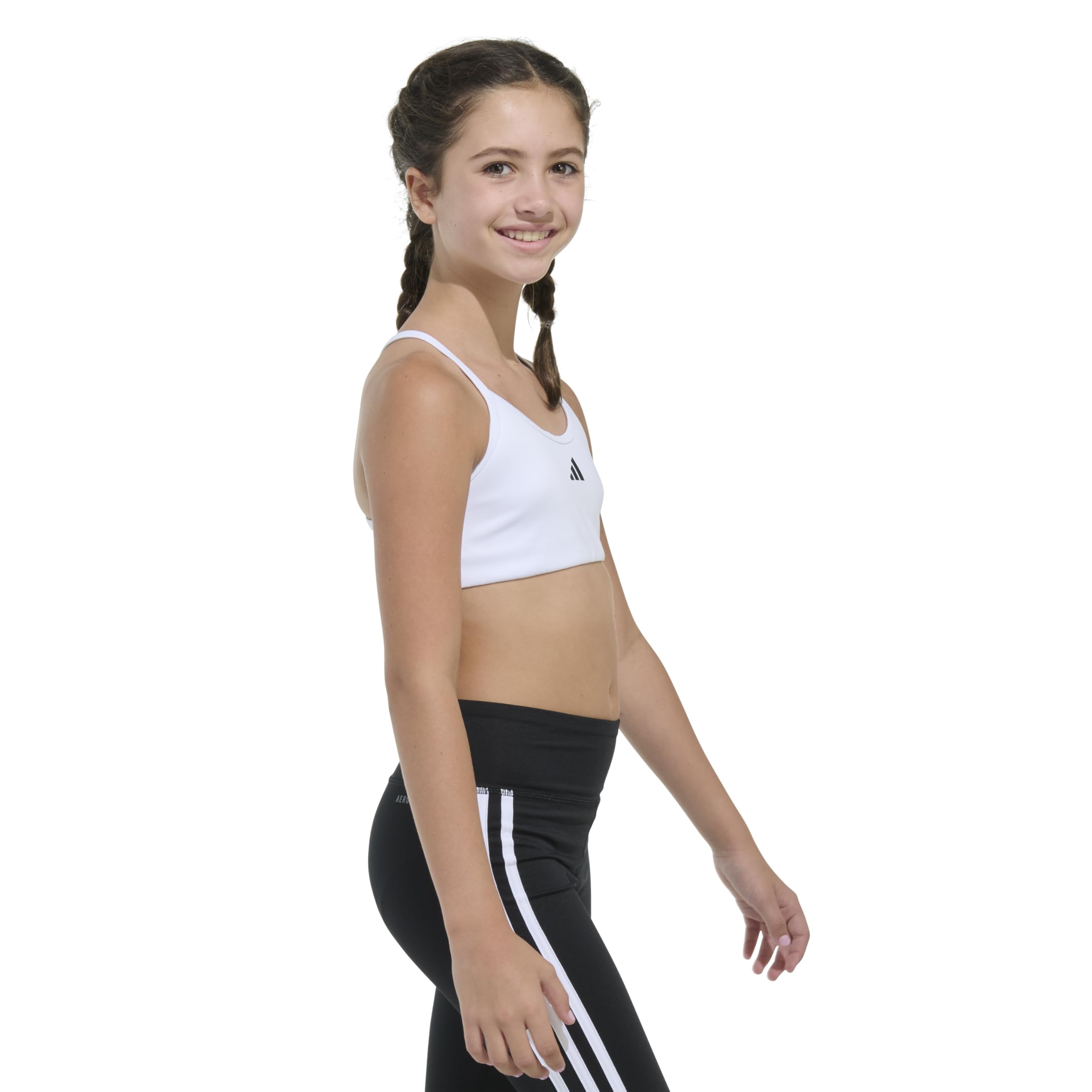 Adidas Wyściełany biustonosz sportowy Y Back Bra, Biały, Large Girl