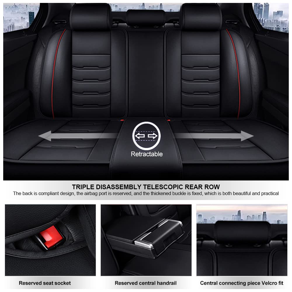 Maidao Housse de siège pour Jeep Renegade 2014-2024 | Housse Siège Voiture Compatible airbag latéral, Couvre Sieges en Cuir PU Lavable et Facile à Installer Noir Café