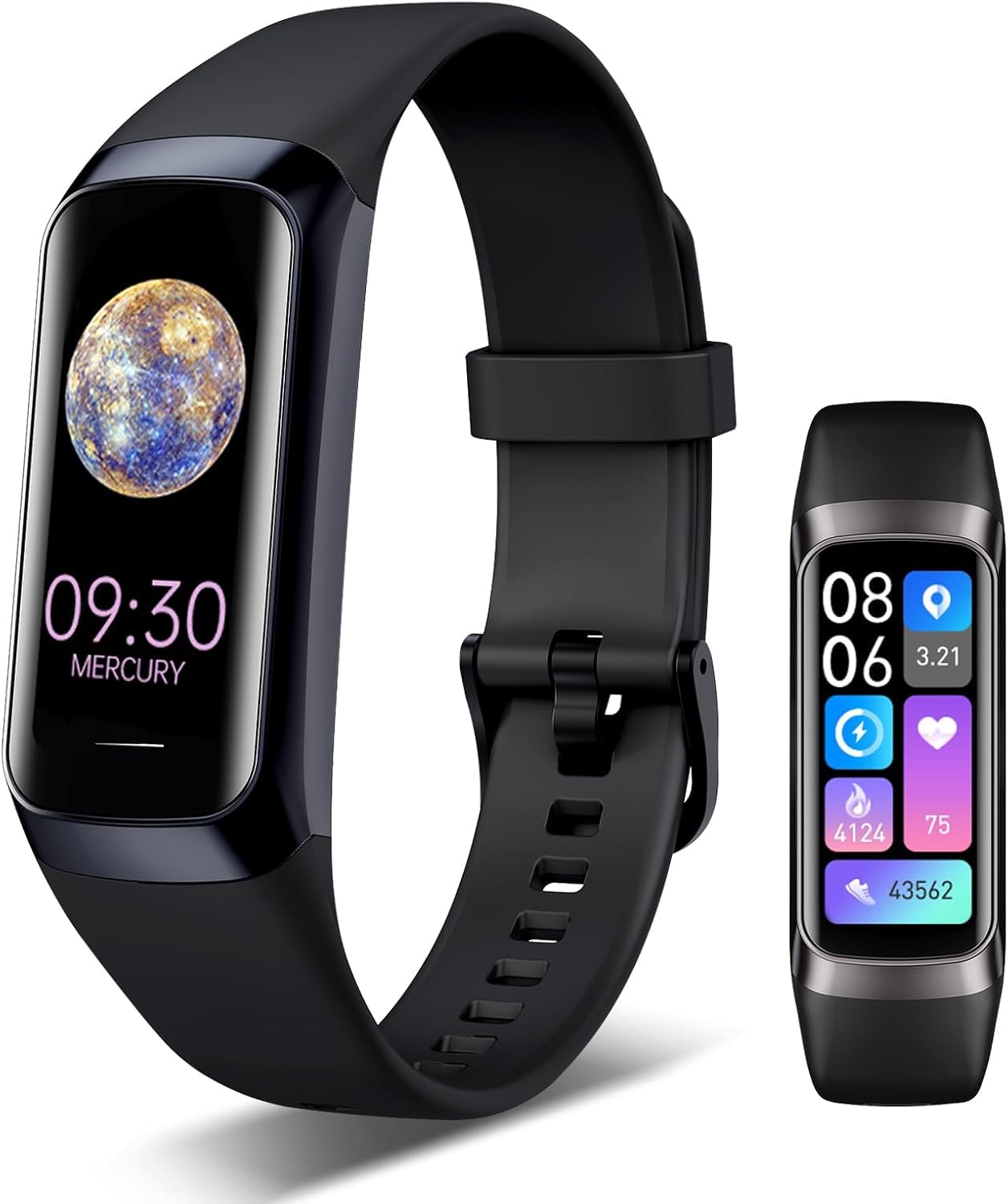 Fitness Tracker Smartwatch 1.43" AMOLED Display, Blood Pressure & Body Temperature Monitor – Waterproof Fitness Tracker with Heart Rate, SpO2, Sleep Tracking & Bluetooth Call for Android/iOS