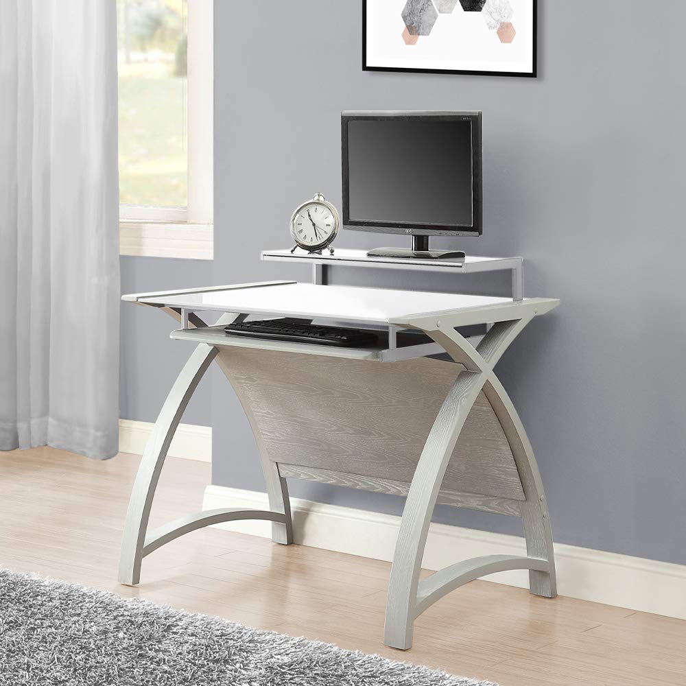 Jual Helsinki 900 Grey Ash Compact Desk - White Glass