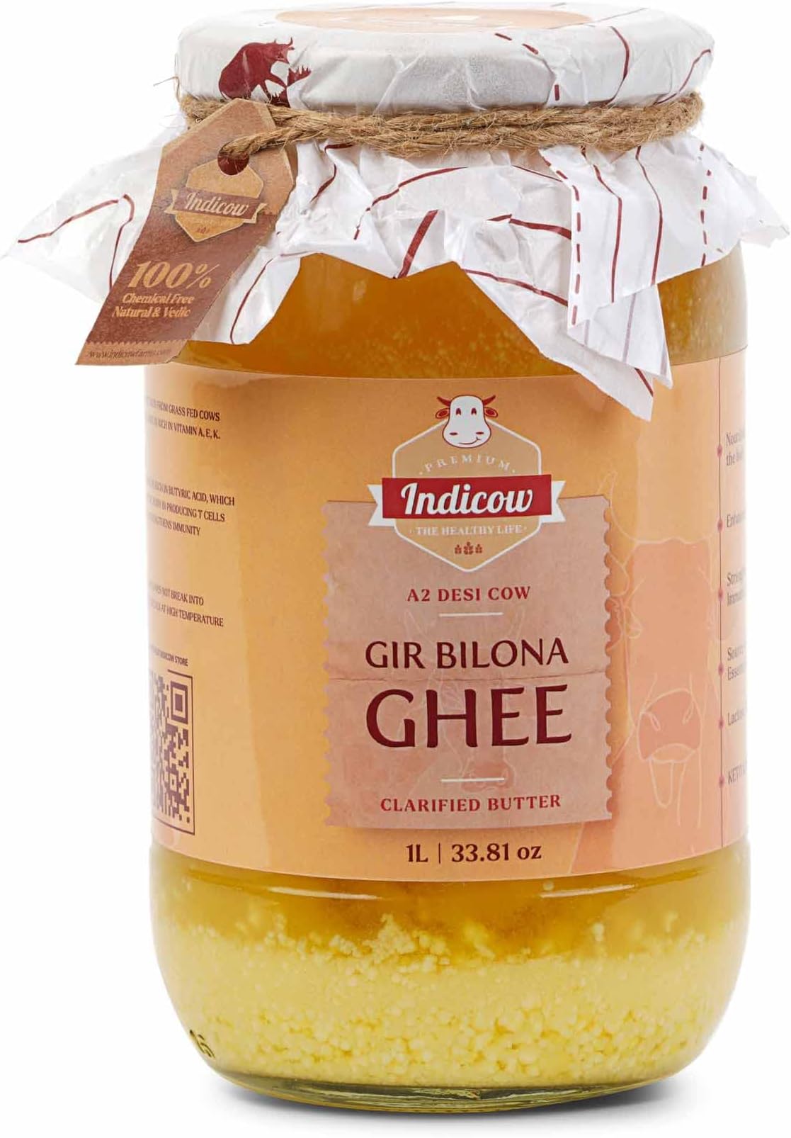 A2 Desi Cow Ghee, Clarified Butter| Grass Fed Cows | (1000ML(33.8oz), Gir Cow Ghee) Grass Fed, Pasture Raised Clarified Butter Fat, Keto, Paleo, Lactose Free, Casein Free, Non-GMO | PRICE RISE SOON