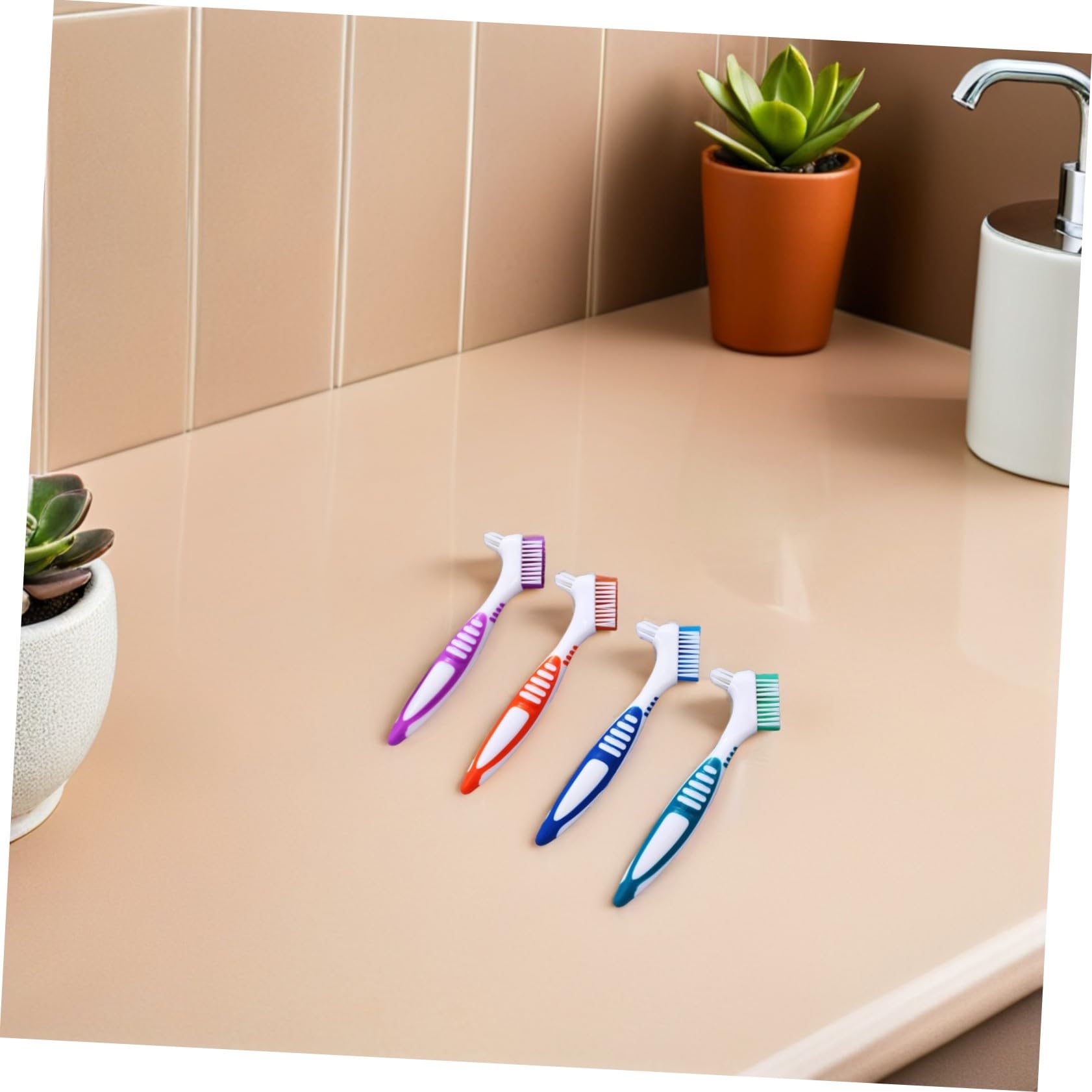 YARNOW 12pezzi Spazzolino per Dentiere Doppia Faccia da Strumenti per Pulizia Dentale Spazzola Portatile per Protesi Dentarie Design Antiscivolo per Anziani Morbido ma Potente
