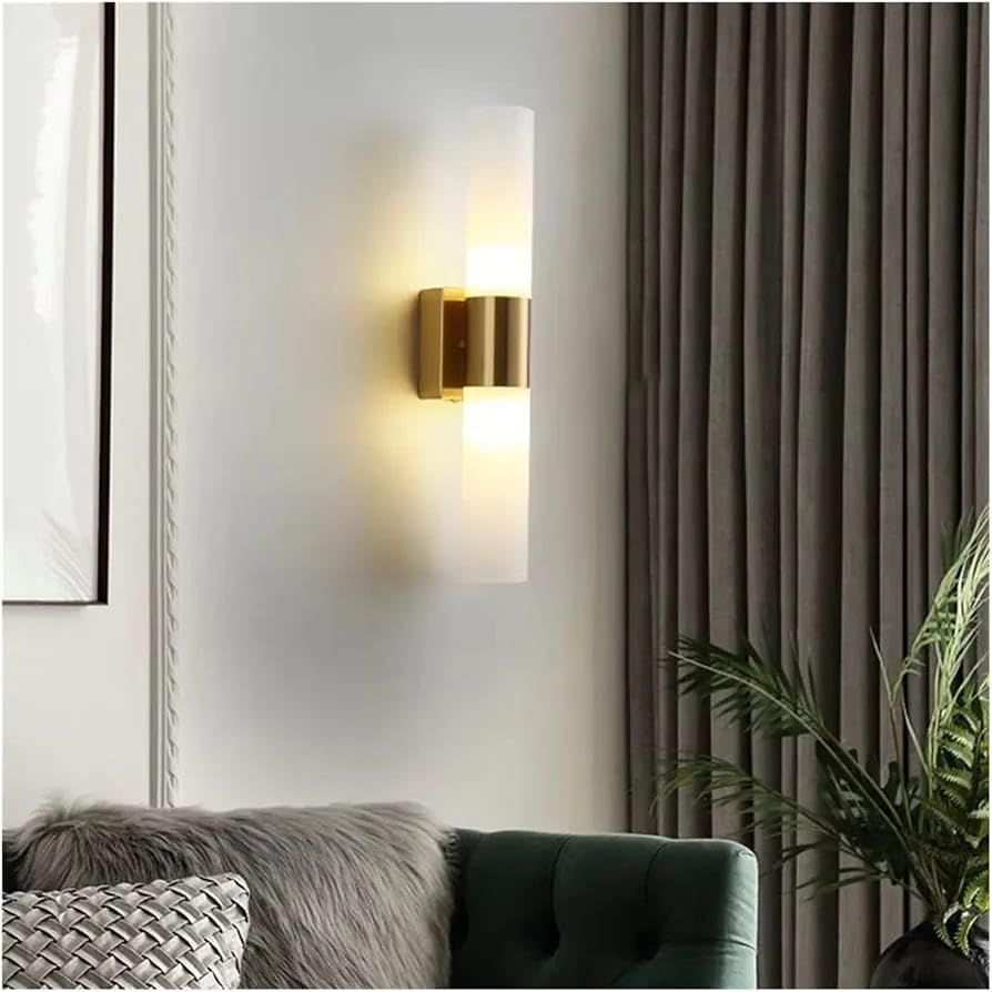 Image of Glowave Golden Acrylic Light Cylindrical Design Wall Lamp Lighting Sconce for Living Room Bedroom Bedside - Tricolour (White, Warm White, Natural White) (6113)
