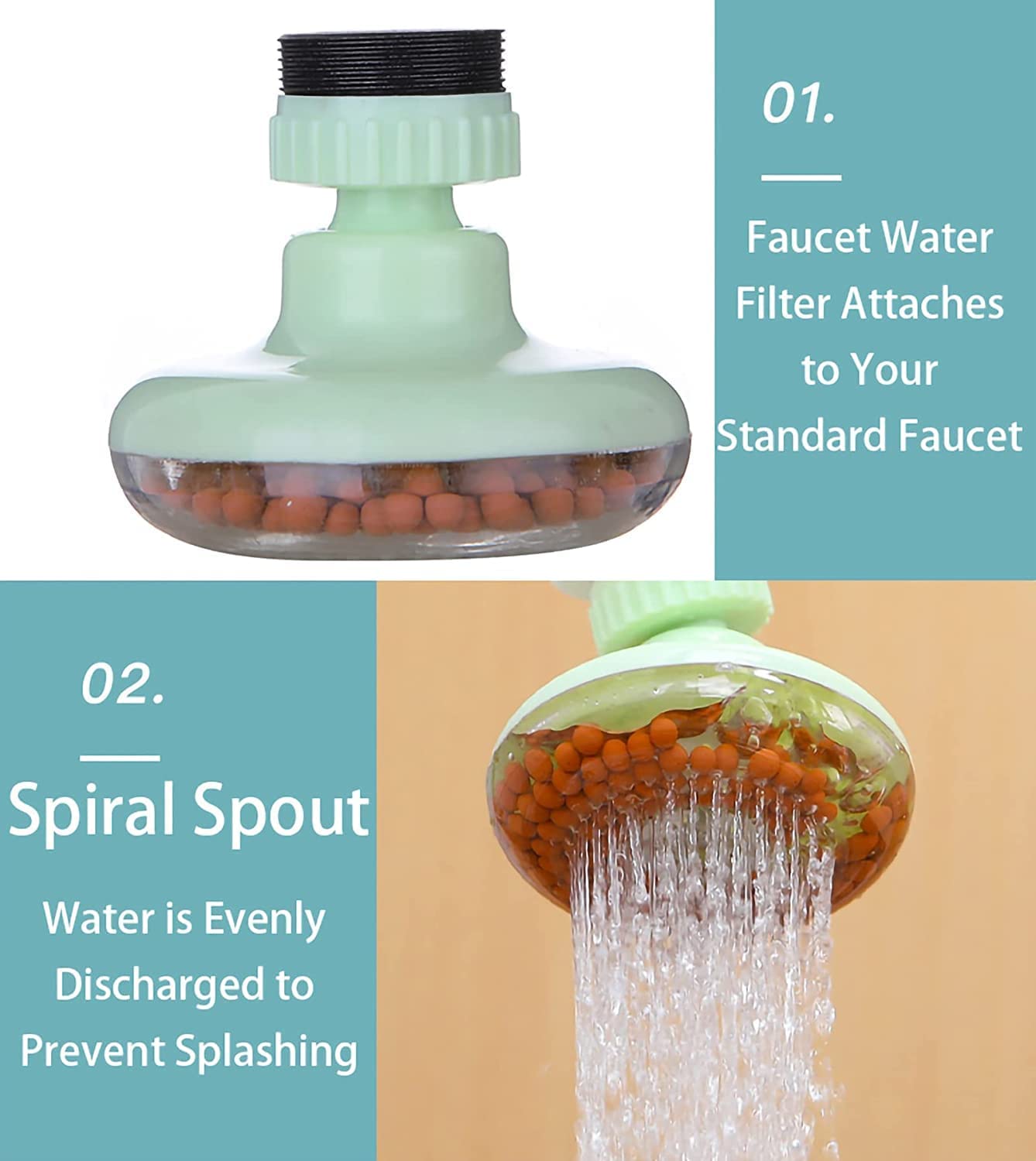 DOCAT 360° Degree Rotatable Kitchen Tap Spray Head 3 Mode Adjustable Water Faucet Tap Aerator Water Saving Faucet Sprayer Head Replacement for Kitchen accessories items (Water Filter Tap)