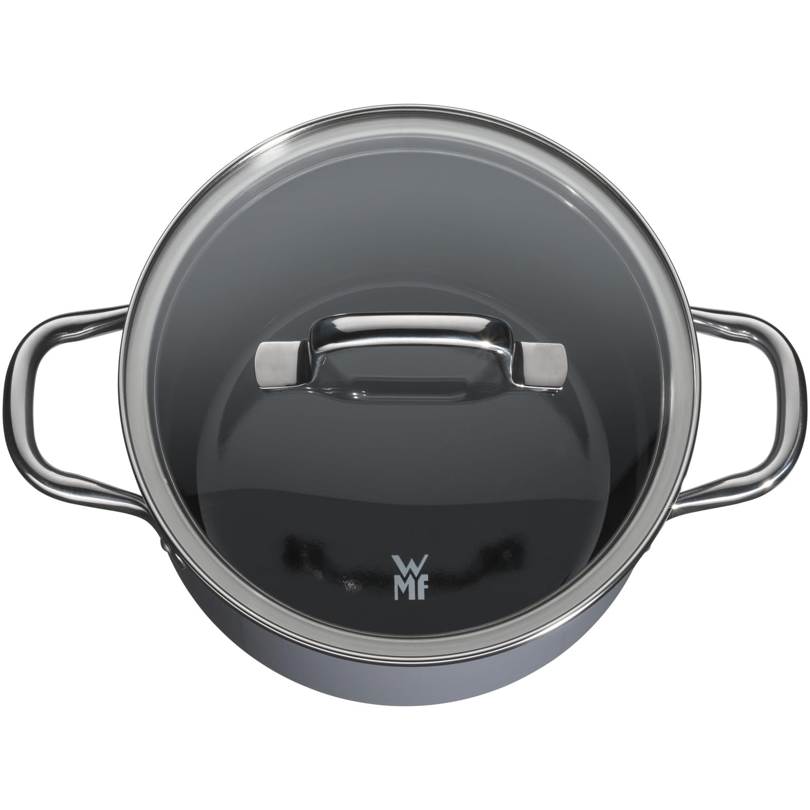 WMF Fusiontec Essential Petite marmite en céramique high-tech résistante aux rayures, non revêtue, avec couvercle en verre, 16 cm, 2 l, grise, fabriquée en Allemagne