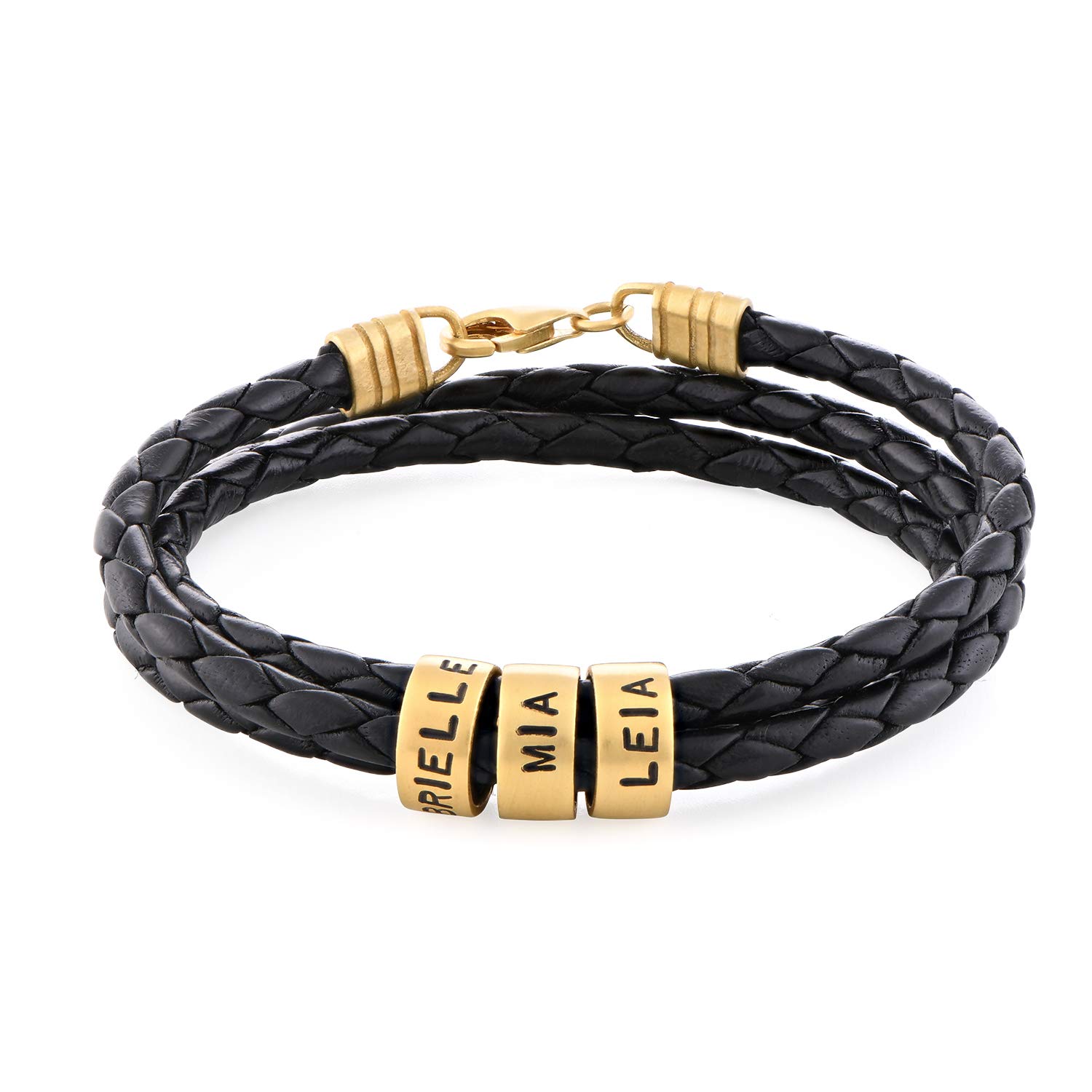 MyNameNecklace MYKA Pulsera Personalizada para Hombre de cuero con Cuentas de Plata Personalizadas - Regalo para Él, Regalos Día del Padre
