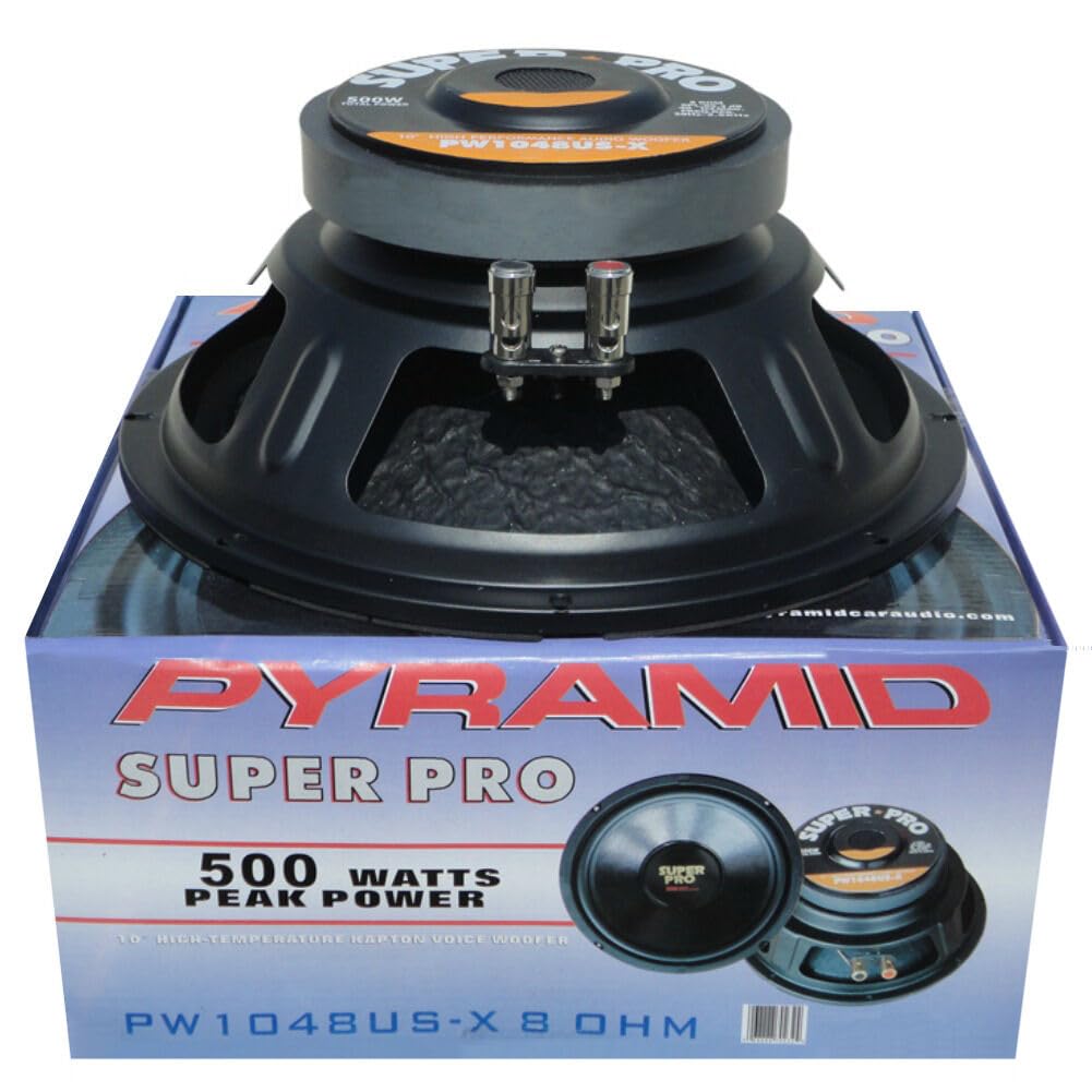 1 Pyramid PW1048USX woofer 25 cm 250 mm 10" de diámetro, 250 Watts rms y 500 Watts MAX, impedancia 8 Ohm, Home DJ Disco Party, suspensión de Goma, 1 Pieza