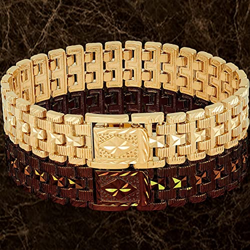 LIFETIME JEWELRY 18mm Wide Brick Bracelet for Men and Teen 24k Real Gold Plated4