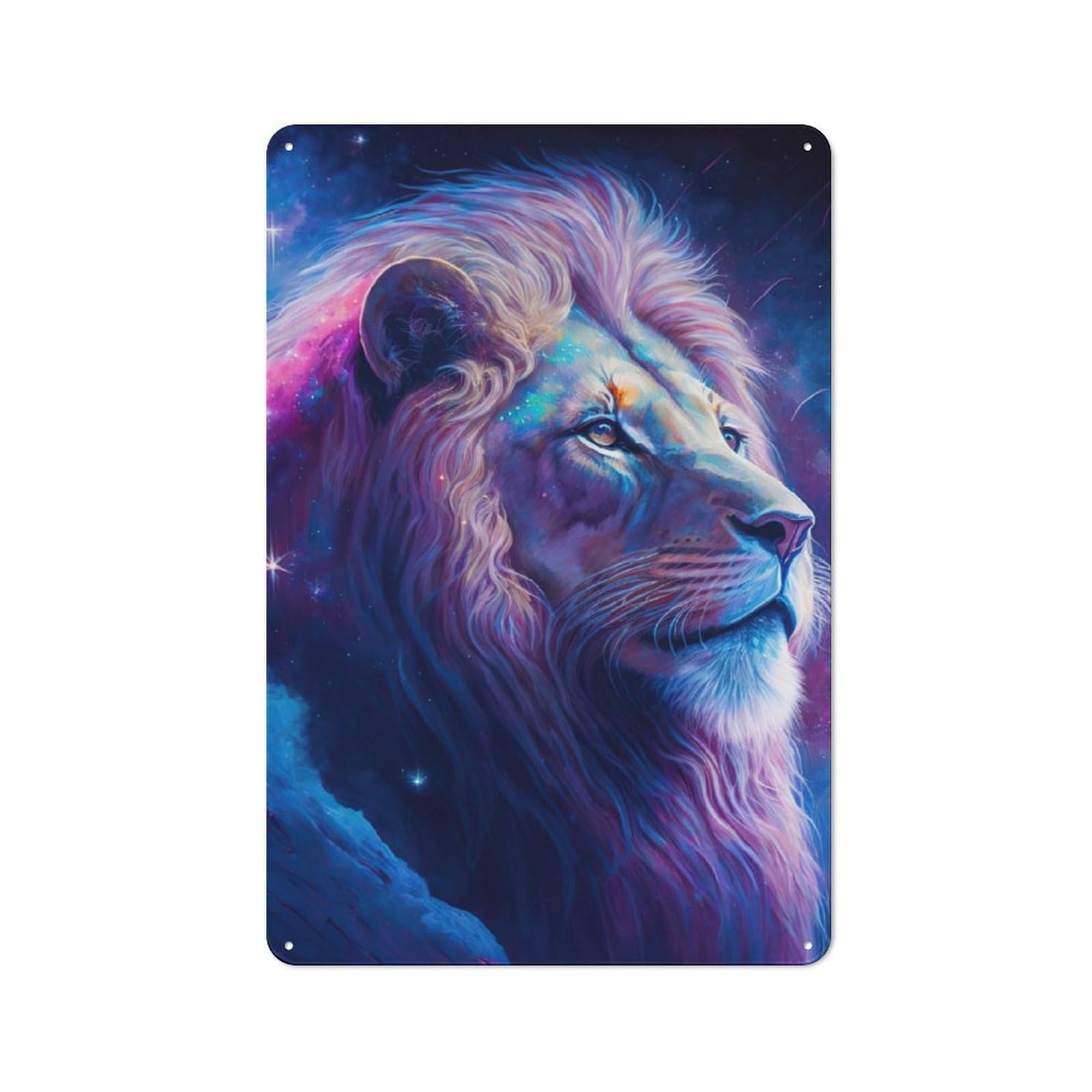 Junmoney Lion Neon Retro Tin Wall Plaque 30X20cm For Home Office Or Studio, Wall Decoration For Home Offices And Studios