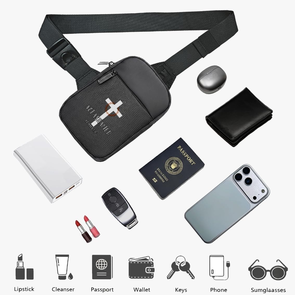 FOECBIR Small Travel Sling Bag For Men Women Waterproof For Mens Mini Crossbody Bag Men Chest Bags For Travel Work Sport (Jesus, Small) - Image 4