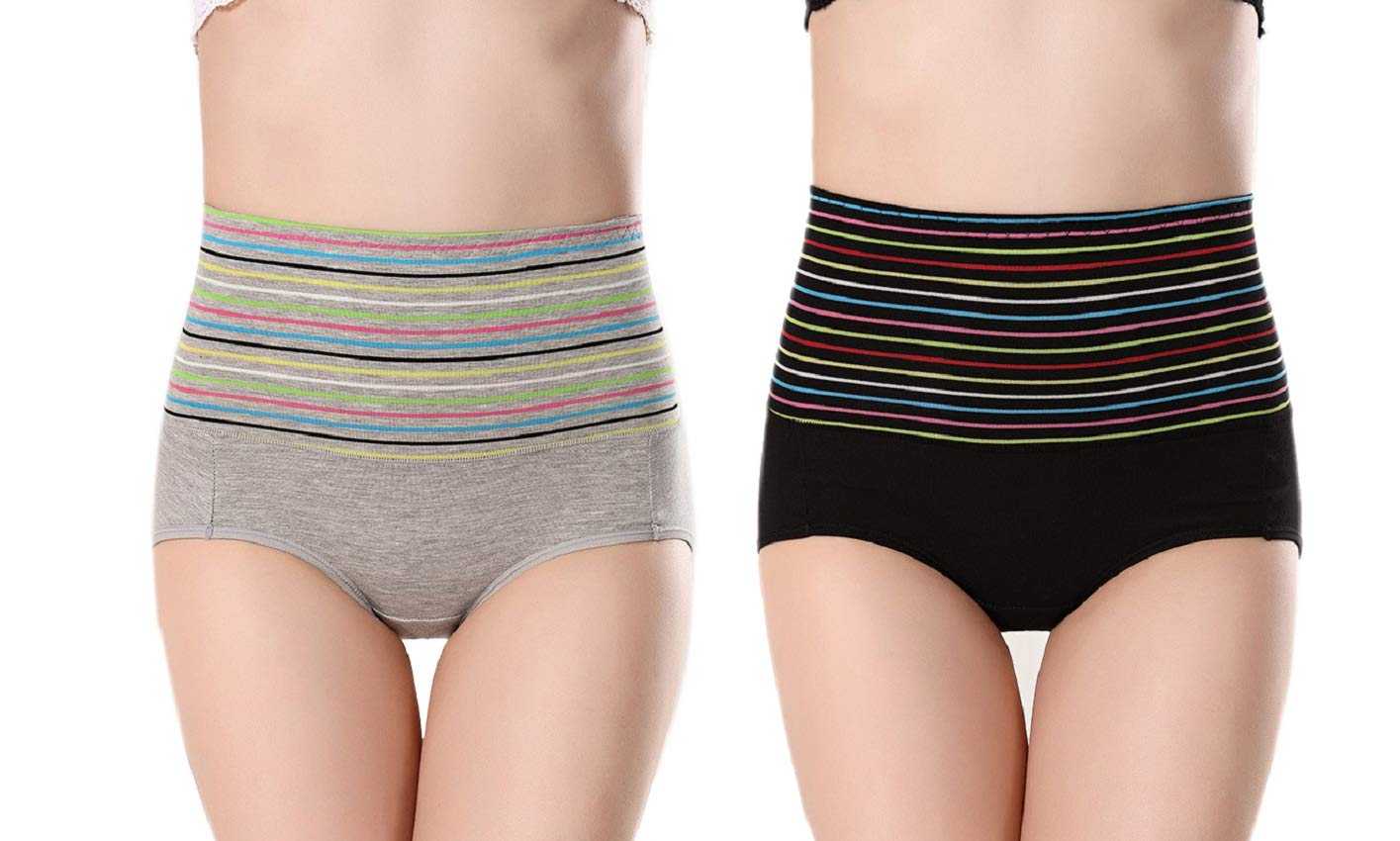 plumbury Women's Cotton High Waist Full Coverage Tummy Control Panty (Pack of 2)-picture-11