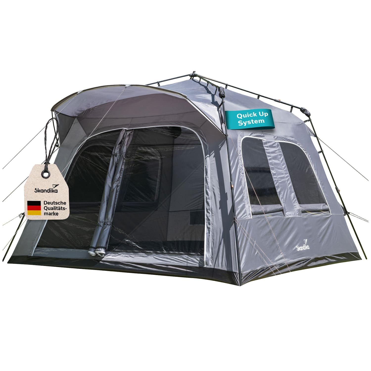 Skandika Zelt Hognes 4 Protect Quick-Start | Pop Up Campingzelt für 4 Personen, Steilwandzelt, einfacher Aufbau, wasserdicht, UPF 50+, Moskitonetz, Tunnelzelt | Hauszelt, Festivalzelt, Camping Outdoor