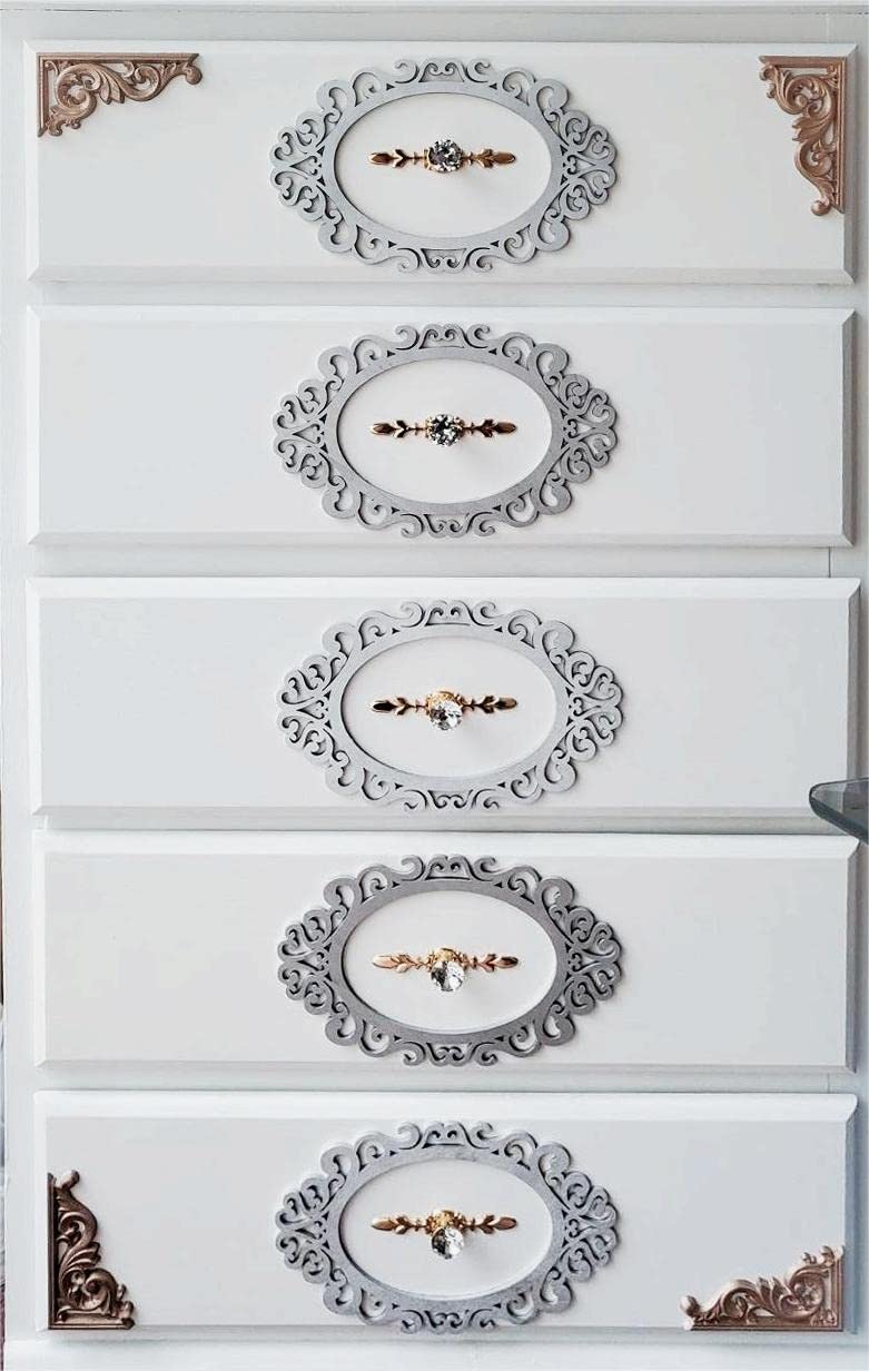 4 PièCes SéRies RéTro Bois Sculpté DéCalque Coin Applique Cadre pour la