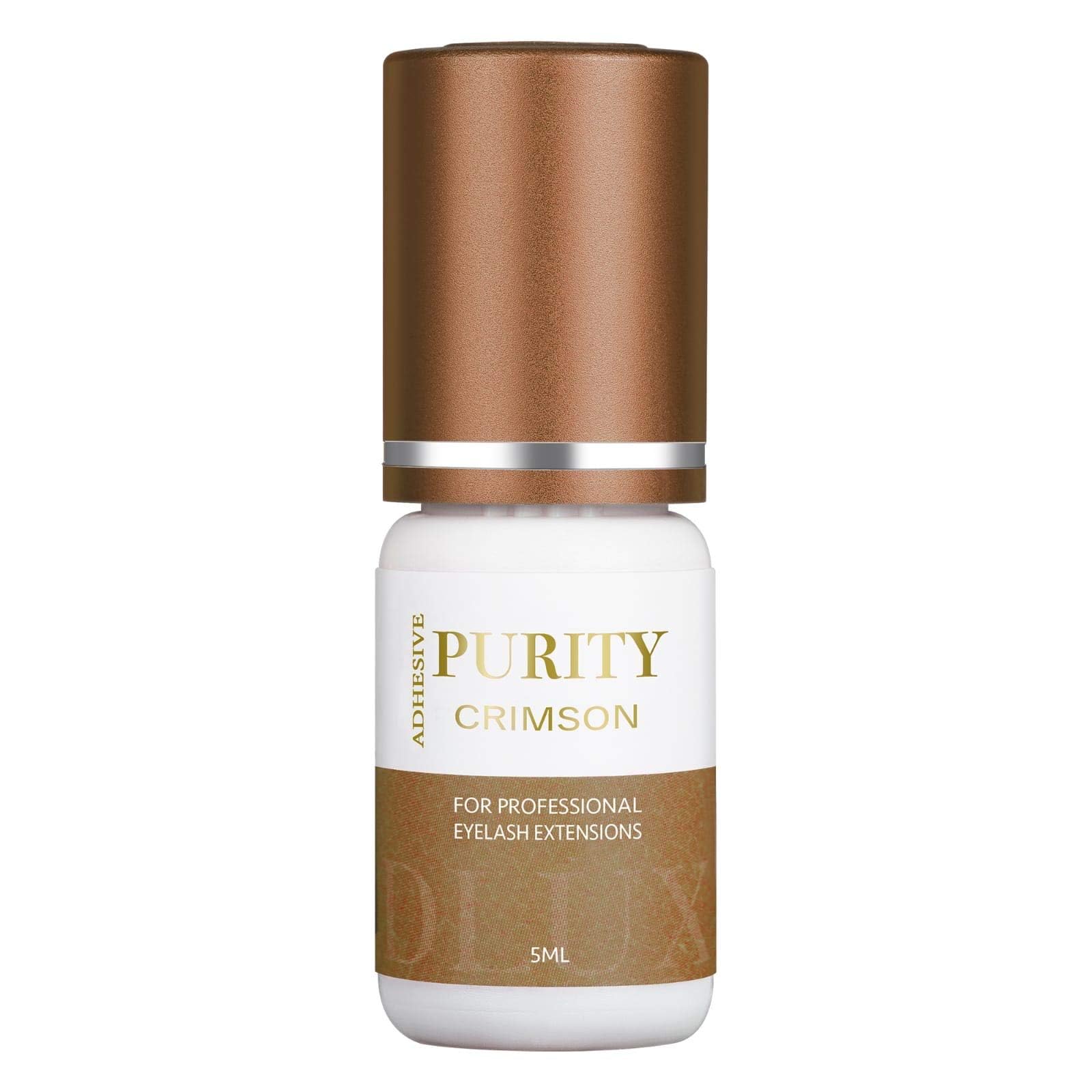 DLux Professional Purity Crimson, colla marrone per extension ciglia 5 ml, asciugatura rapida 0,5–1 secondo, lunga durata 8 settimane, formula professionale per tecniche volume