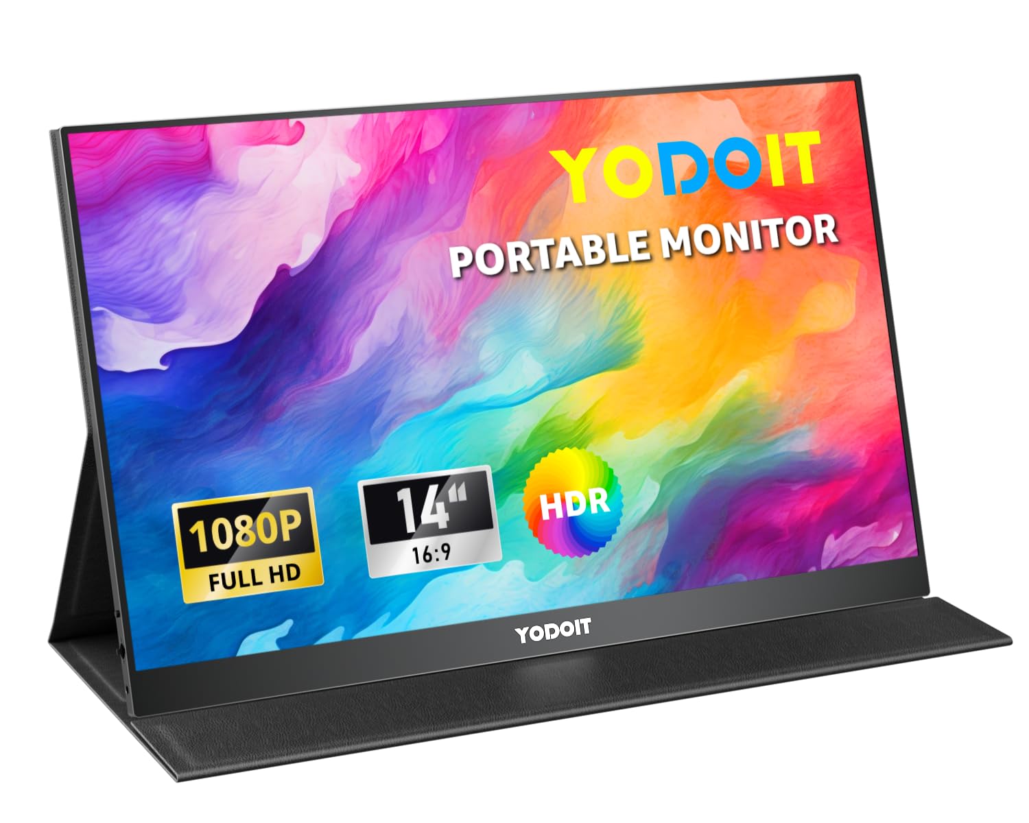 Yodoit Monitor portatile 14 pollici 1920 × 1080 FHD Monitor 100% SRGB IPS Display con USB Tipo C Altoparlanti integrati Monitor per la cura degli occhi per PC, laptop, MacBook, PS 3/4/5
