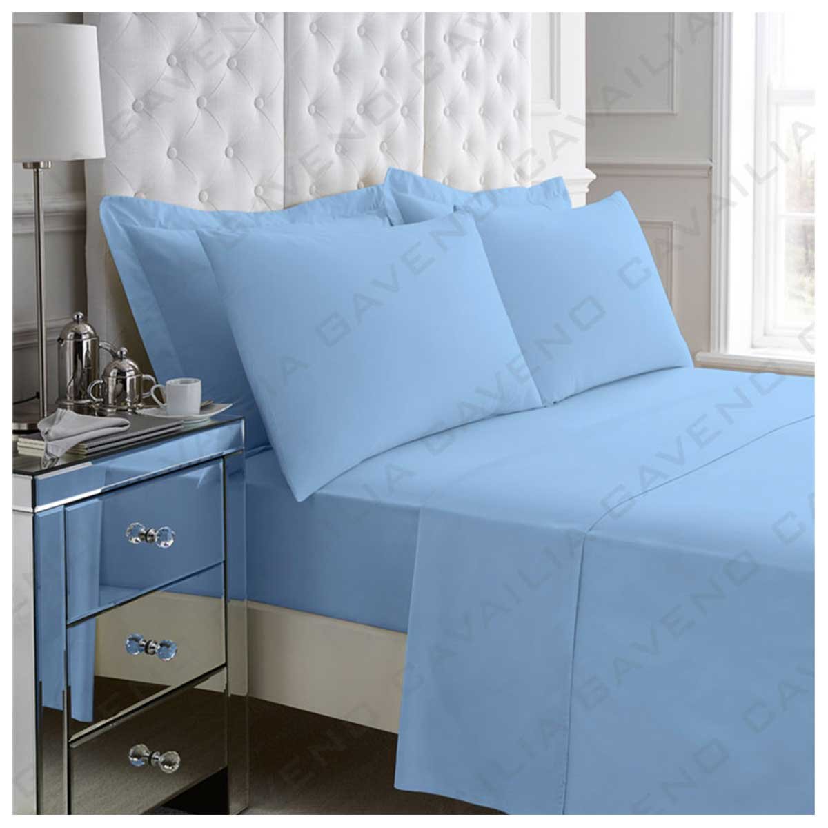 Gc Gaveno Cavailia Blue Gaveno Cavalia Luxury Non-Iron Poly Cotton Percale Flat Sheet Double