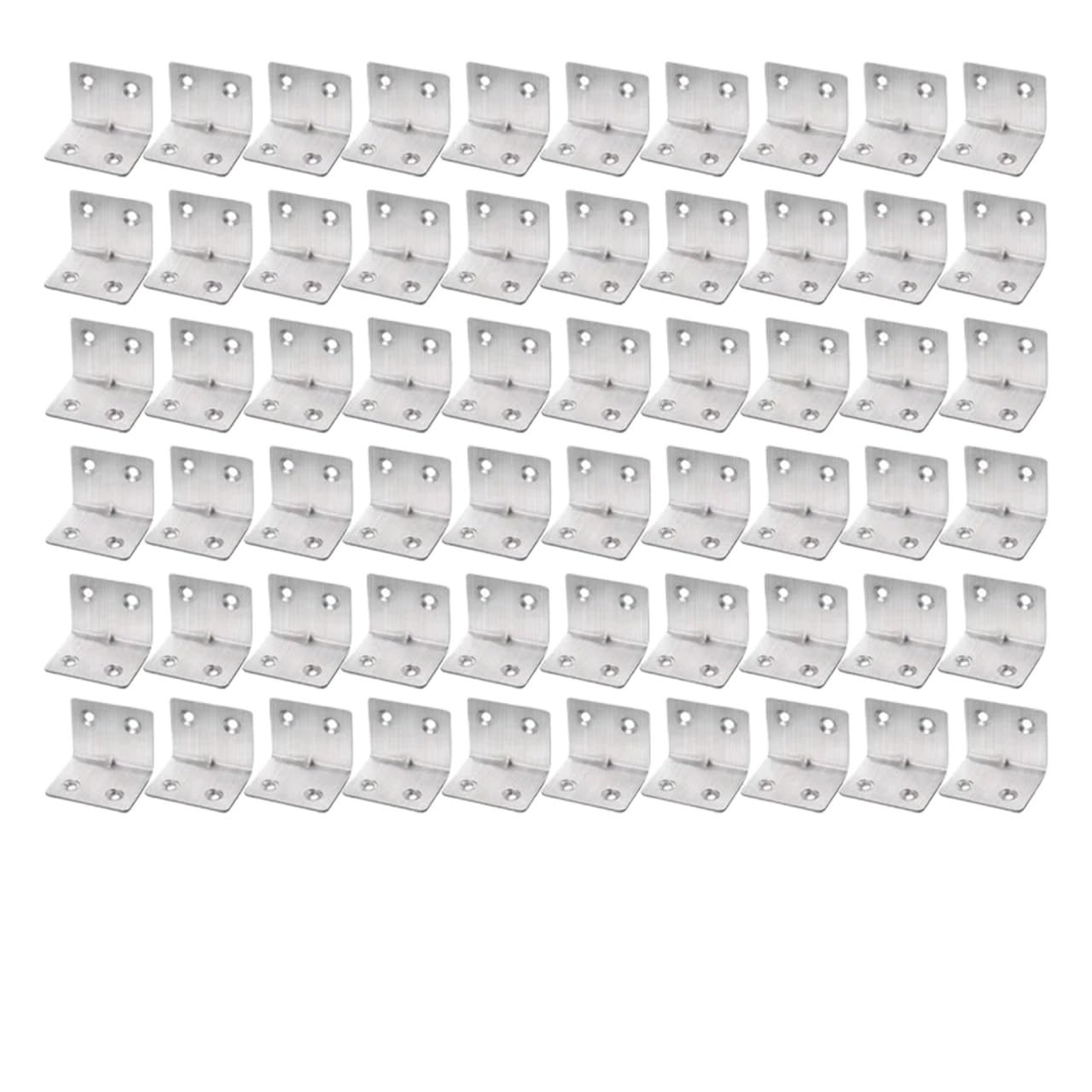 Universal Stainless Steel Corner Bracket 90 Degree L-Shaped Right Angle Fixed Brace Fastener for Wood Furniture Bedframe Cabinet(60PCS-(4 Holes))
