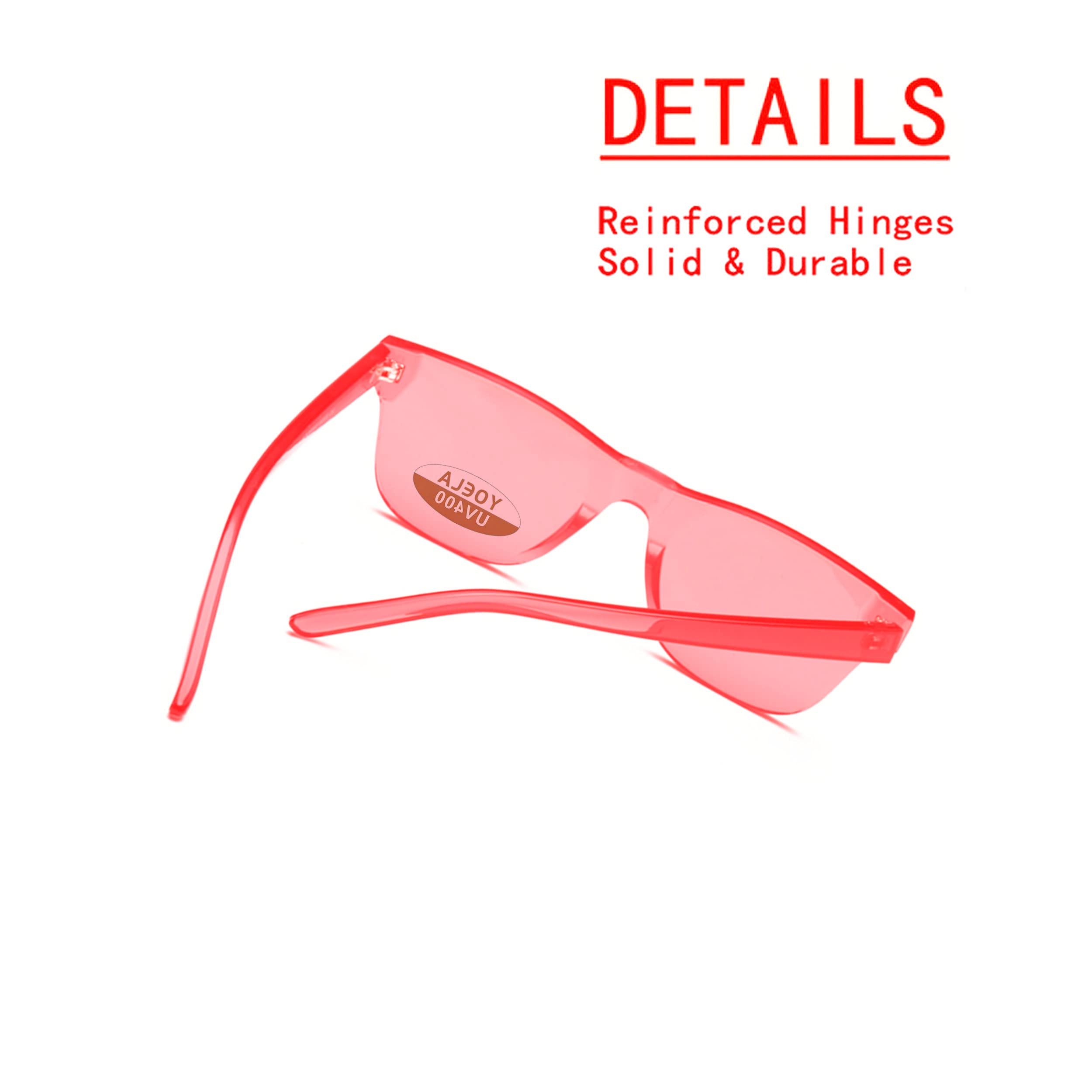Übergroße quadratische randlose Sonnenbrille getönt Unisex Damen Herren Einteilige farbige transparente Brille Retro Brille