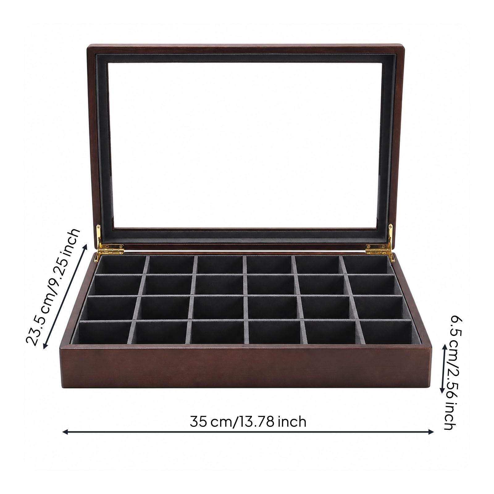 Colcolo Vassoio Esposizione Gioielli Porta Gioielli Cassettina Espositiva Scatola Organizer con Coperchio Trasparente E Divisori 12 Sezioni in Legno Rifinito, style to 1
